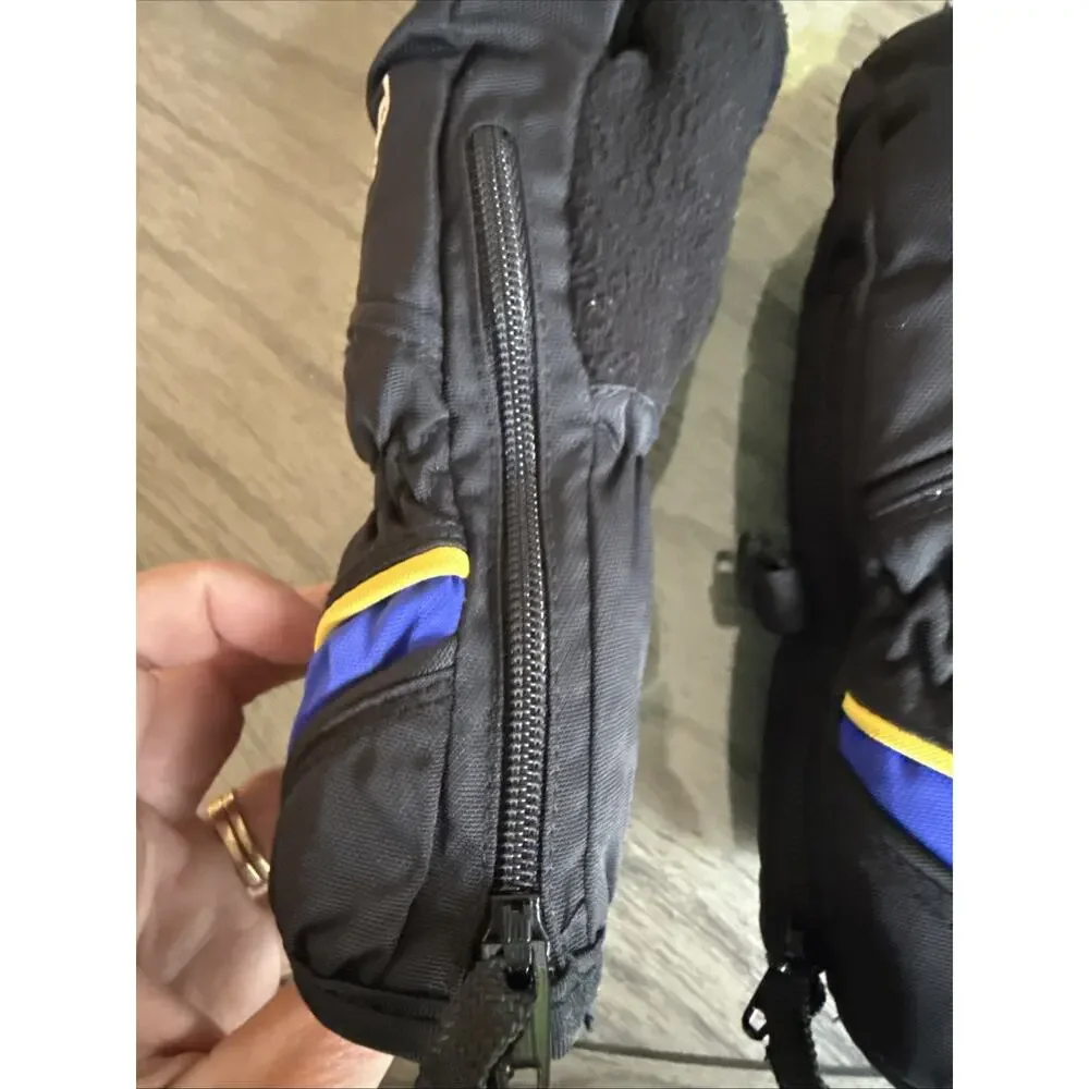 Head KIDS YOUTH Winter Ski Gloves Black Zippered Sides Very Soft Lining XXS